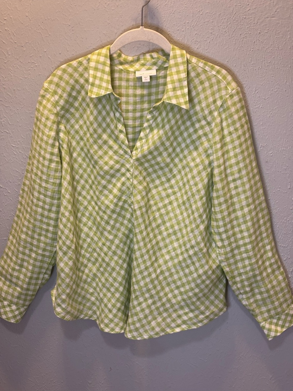 J.Jill Linen Flowy Preppy Chic Summer Top Celery Green Women’s Size Large